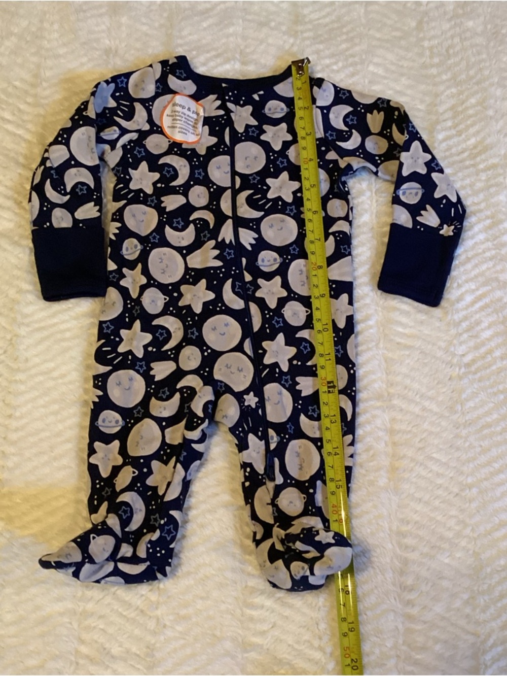 Wonder Nation Sleepwear Newborn Moon N Stars Navy Zip Front Bodysuit NWT